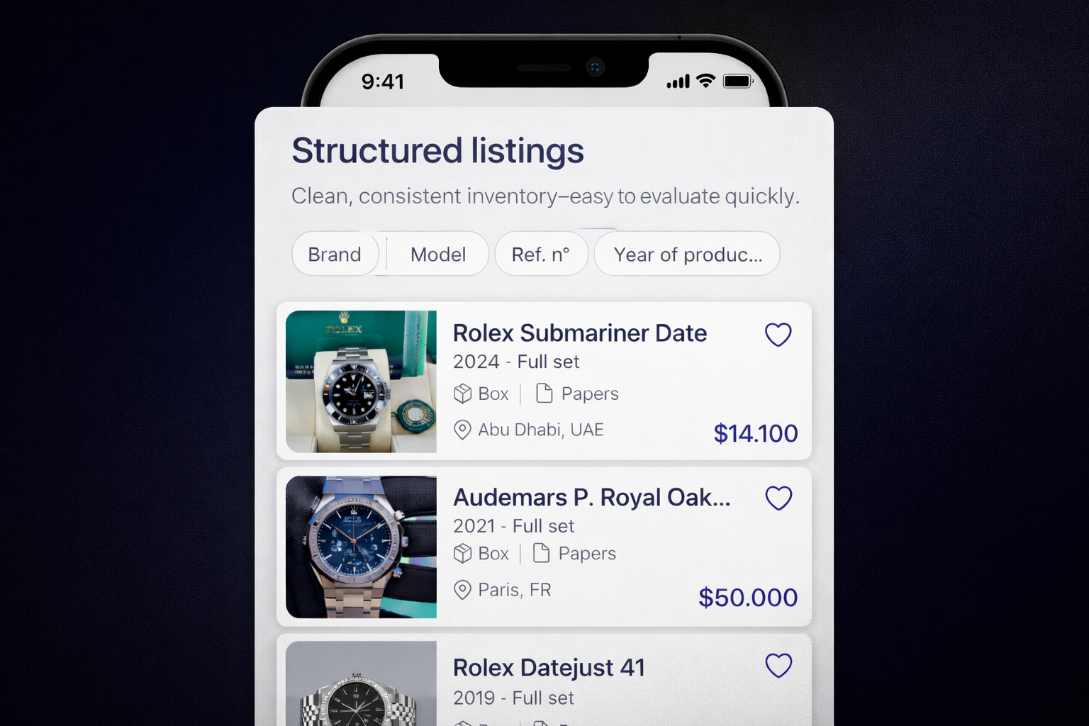 Structured listings detail